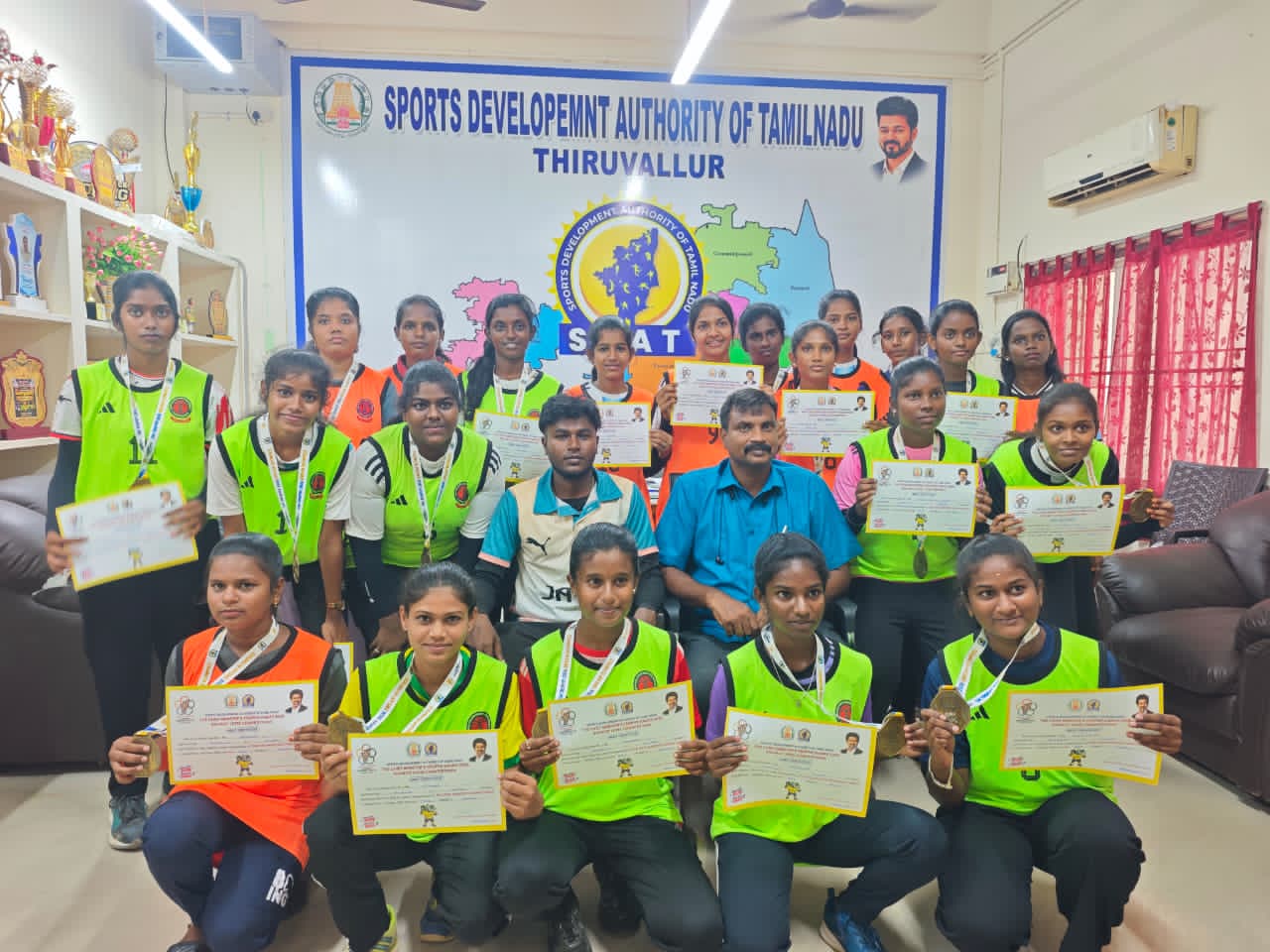 JCAS Girls Football Team Winners Gold Medal & District Winning Certificate from DSO at SDAT Stadium Tiruvallur