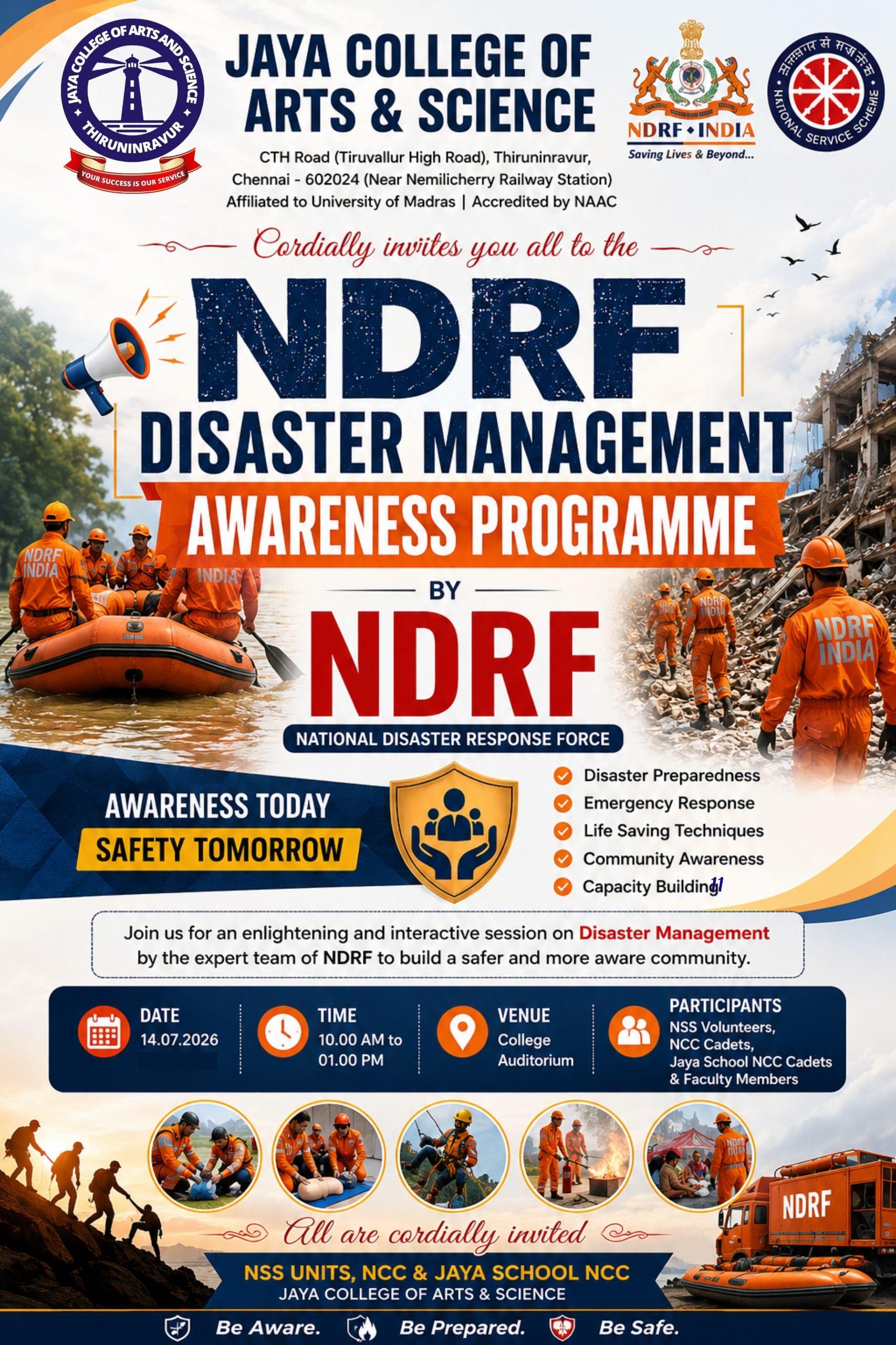 NDRF Disaster Management Awareness Programme Flyer